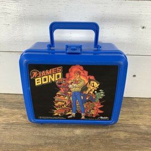 1991 Vintage JAMES BOND JR Blue Aladdin plastic lunch box NO Thermos